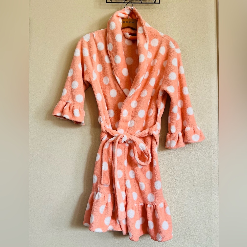 Girl’s Bath Robe polka dot sleepwear or both rope Small